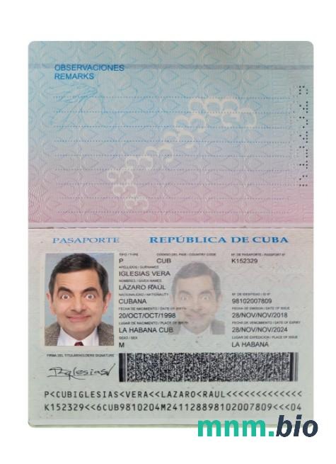 Cuba passport 2018-obecnie, szablon w formacie PSD